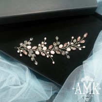 wedding photo -  Crystal hair accessory, pink hair vine