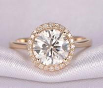 wedding photo -  1.65 ct Round White moissanite halo yellow gold plated wedding ring 925 silver - Buy Best Quality Moissanite in India