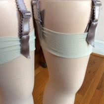 wedding photo - Cream Stockings for Garter Belt,2pc Bridal Garter Belt, Sheer Plain Thigh High, Joanna Trojer Pantyhose, Made In Italy, Sexy White Ecru