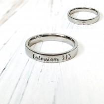 Bible Verse Colossians 3:13 Ring/Cross Ring(4mm and 6mm width)/(US size 4-16)/engraving inside sold separately wedding photo - Bible Verse Colossians 3:13 Ring/Cross Ring(4mm and 6mm width)/(US size 4-16)/engraving inside sold separately