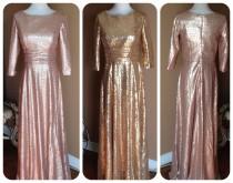Long Sleeves sequin bridesmaid dress, Fully cover, a-line skirt, sequin maxi dress wedding photo - Long Sleeves sequin bridesmaid dress, Fully cover, a-line skirt, sequin maxi dress