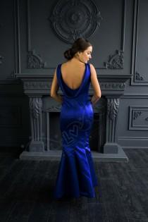 wedding photo - Royal blue bridesmaid dress with lace details and cowl back