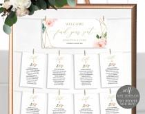 Seating Chart Sign Template, TRY BEFORE You BUY, Fully Editable Instant Download, Blush Floral Cards wedding photo - Seating Chart Sign Template, TRY BEFORE You BUY, Fully Editable Instant Download, Blush Floral Cards