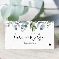 Eucalyptus Place Card Template With Meal Icons, Editable Wedding Place Card, Printable Escort Cards, Folded Place Cards Flat, Templett, C40 wedding photo - Eucalyptus Place Card Template With Meal Icons, Editable Wedding Place Card, Printable Escort Cards, Folded Place Cards Flat, Templett, C40