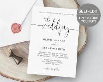 Wedding Invitation Template, Editable Invitation Modern Calligraphy, Minimalist Wedding Invitation, Wedding Template, Script, Simple, Invite wedding photo - Wedding Invitation Template, Editable Invitation Modern Calligraphy, Minimalist Wedding Invitation, Wedding Template, Script, Simple, Invite