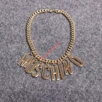 wedding photo -  Moschino Logo Letters Chain Necklace Gold