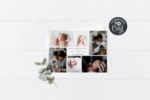 Newborn Baby Birth Announcement, Six Photo Montage Printable Birth Announcement Card, DIY Corjl Template, Instant Download 5x7, A6 size wedding photo - Newborn Baby Birth Announcement, Six Photo Montage Printable Birth Announcement Card, DIY Corjl Template, Instant Download 5x7, A6 size