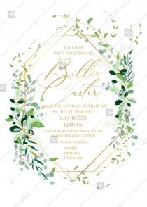 wedding photo -  Mixed Greenery herbs grass customizable wedding Invitation set PDF5x7 in