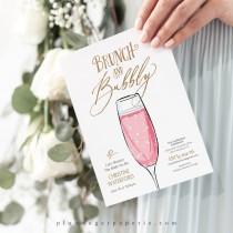 Brunch and Bubbly Bridal Shower Invitation Printable, Champagne Wedding Shower Brunch Invitation Template, Instant Download - PS329-01 wedding photo - Brunch and Bubbly Bridal Shower Invitation Printable, Champagne Wedding Shower Brunch Invitation Template, Instant Download - PS329-01