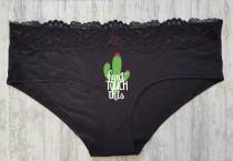 wedding photo - Can't Touch This Panties, Cacti Underwear, Women's Underwear, Cactus Panties, Can't Touch This, Funny Underwear, Gift for Her, Lace, Black
