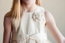 wedding photo - The Rosette Rustic Dress: Flower Girl Dress Cotton Satin Silk