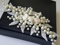 wedding photo -  Pearl Bridal Hair Comb, Wedding Ivory Silver Headpiece, Pearl Hair Jewelry, Floral Hair Piece, Wedding Pearl Comb, Bridal Hair Accessories