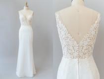 wedding photo - Beautiful Modern Lace top with straps with Crepe Mermaid skirt