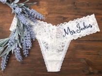 wedding photo - Ivory Personalized Mrs. Underwear /Bridal Lingerie/Bride Panties/ Honeymoon Thong /Gift for the Groom! /Bachelorette Party /SHIPS IN 3 DAYS!