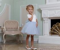 Blue Flower girl dress Ivory junior bridesmaid dress Party dress Short girl dress Tutu girl dress tulle Baby dress Special occasion New Year wedding photo - Blue Flower girl dress Ivory junior bridesmaid dress Party dress Short girl dress Tutu girl dress tulle Baby dress Special occasion New Year