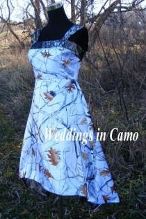 CAMO dress with HIGH LOW hemline+Color lining your choice of colors wedding photo - CAMO dress with HIGH LOW hemline+Color lining your choice of colors