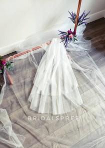 SOFT Fingertip Veil with Blusher (2 Tier) wedding photo - SOFT Fingertip Veil with Blusher (2 Tier)