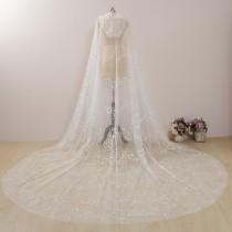 Sparkle Star Moon Bridal Cloak Silver Shimmer Stars Wedding Cape Veil Ivory Celestial Bridal Capelet Long Wedding Cape with Hood Moon Veil wedding photo - Sparkle Star Moon Bridal Cloak Silver Shimmer Stars Wedding Cape Veil Ivory Celestial Bridal Capelet Long Wedding Cape with Hood Moon Veil