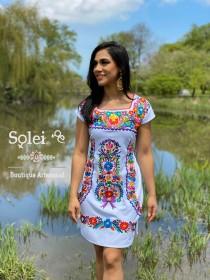 wedding photo - Mexican Colorful Embroidered Dress. Beautiful Traditional Dress. Handmade Mexican Dress. Coco Dress. Women’s Mexican Formal Dress.