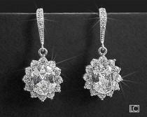 wedding photo - Crystal Bridal Earrings, Wedding Oval Earrings, Cubic Zirconia Earrings, Dangle Earrings, Wedding Jewelry, Sparkly Earrings, Prom Jewelry