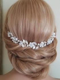 wedding photo -  Crystal Bridal Hair Piece, Wedding Crystal Hair Vine, Floral Head Piece, Sparkly Headband, Bridal Hair Jewelry, Rhinestone Silver Hair Vine