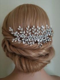 wedding photo -  Bridal Crystal Hair Comb, Crystal Hair Piece, Wedding Floral Hairpiece, Wedding Hair Jewelry, Bridal Headpiece, Wedding Crystal Hairpiece