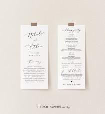 wedding photo - Wedding Program Template, Printable Minimalist Order of Service, Modern Calligraphy, 100% Editable Text, INSTANT DOWNLOAD, Corjl #006-205WP