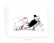 wedding photo - Wedding Card - Bike Wedding - Cat Wedding Card - Funny Wedding Card - Tandem Bike Art
