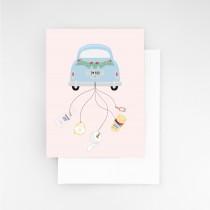 wedding photo - Just Married Car with Trailing Sanitizer Funny Wedding Card