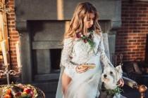 wedding photo - Wedding lace bodysuit, bridal bodysuit with floral appliques and embroidery crystals