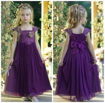 wedding photo - Eggplant Lace Flower girl dress, Tulle Rustic flower girl dress, Christmas dress, Flower girl dresses, Purple dress, baby girl lace dress