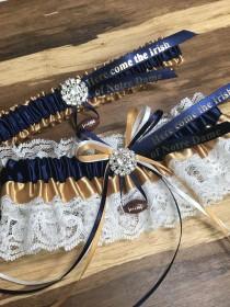 wedding photo - Notre Dame inspired sports garter set.  Wedding garter set.  Sports garters.