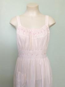 wedding photo - Vintage 1950s Nightgown, Pink Nightgown, Sleeveless Nightgown