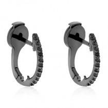 wedding photo -  Black Diamond Hoop Huggie Earrings In 14K Gold 0.16 Carat For Men's.