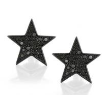 wedding photo -  Black Diamonds Star Stud Earrings In Black Rhodium 0.21 Carat Weight