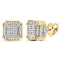 wedding photo -  Diamond Square Cluster Stud Earrings 1.92 Carat For Men & Women