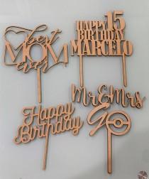 wedding photo - Personalized Cake Toppers, Wood Cake Topper, Custom Cake Topper, Birthday Cake Topper, Anniversary Cake Topper, Wedding Cake Topper
