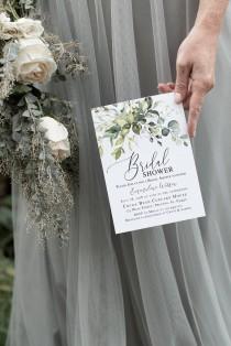 wedding photo - Greenery Bridal Shower Invitation, Bridal Shower Invite Template, Instant Download DIY Printable Editable Wedding Card  LDC-HER