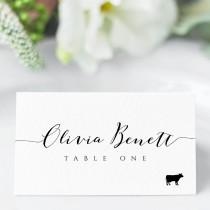 wedding photo - Place Card Template With Meal Icons, Editable Wedding Place Cards, Printable Escort Cards, Folded Place Cards Flat, Templett , BW1