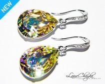 wedding photo -  Luminous Green Crystal Earrings, Swarovski Luminous Green Rhinestone Earrings, Wedding Jewelry Bridal Crystal Jewelry Sparkly Dangle Earring