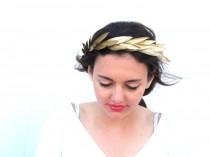wedding photo - Aphrodite Gold Crown, Gold Headband, Woodland Headpiece,  Greek Goddess, Hair Wreath