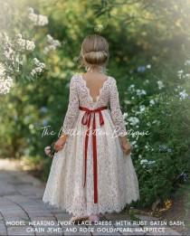 wedding photo - Flower girl dress, Bohemian Flower Girl Dress, rustic flower girl dress, boho flower girl dress, lace flower girl dress, boho wedding dress