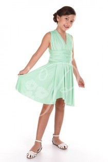 wedding photo - Junior / Mini Bridesmaid Dress Infinity Dress Seafoam Green Convertible Dress Multiway Wrap Flower Girl Dress