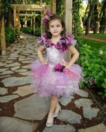 wedding photo - Flower Girl Dress, Floral Ring Bearer Dress, Ball Gown for Kids, Floral Party Dress, Purple Fluffy Tutu, Flower Girl Gown, Purple Ball Gown