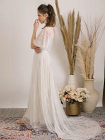 wedding photo - Bohemian wedding dress handmade from delicate lace and golden lining. comfortable, luxurious and effortlessly beautiful lace wedding dress.