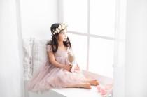 wedding photo - Full Length Taupe Tulle Lace Party Flower Girl Dress