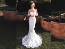 wedding photo - Sweetheart Wedding Dress, Tight Wedding Dress, White Lace Mermaid Wedding Dress, Boho Wedding Dress, Strapless Maxi Dress, Boho Wedding Gown