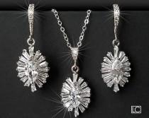 wedding photo -  Crystal Bridal Jewelry Set, Wedding Jewelry, Cubic Zirconia Marquise Jewelry Set, Earrings&Necklace Oval Set, Bridal Jewelry, Prom Jewelry