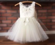 wedding photo - ASTORIA Ivory Lace Tulle Flower Girl Dress Wedding Bridesmaid Dress