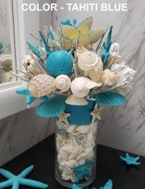 wedding photo - Seashell Bouquet with Glass Stand in 5 Different Colors & 2 Size Variations